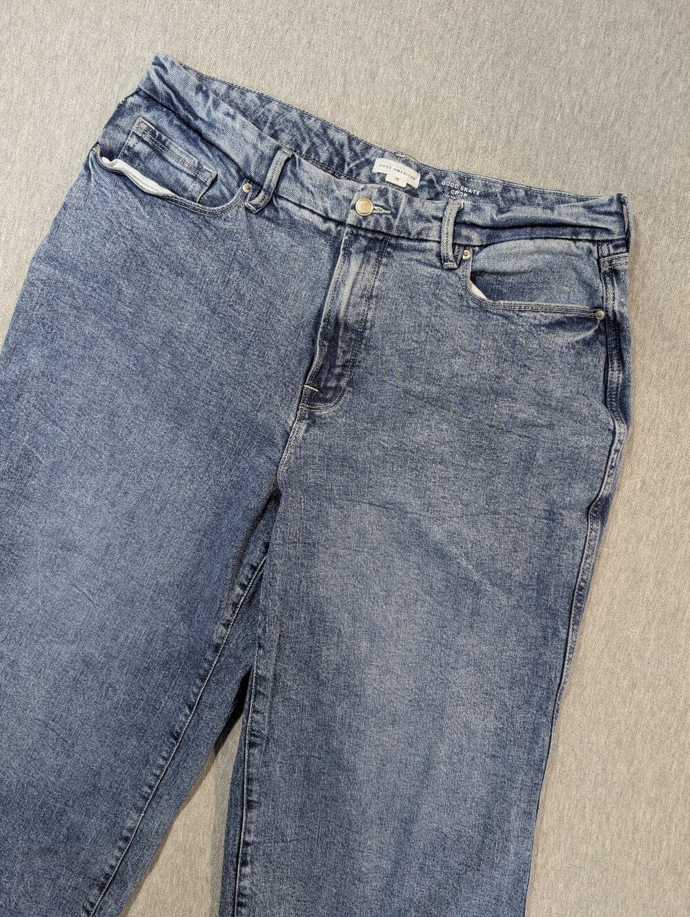 Good American Good Skate Cropped Jeans Women's 16 Indigo Blue Wide Leg